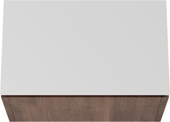 Balmani Eclips zwevend badmeubel 90 x 55 cm Amerikaans notenhout met Eclips enkel wastafelblad in Solid Surface mat wit