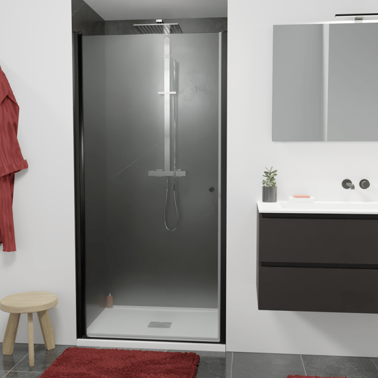 Luca Varess Kuresa douche draaideur 100 x 200 cm helder glas mat zwart profiel