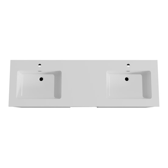 Storke Edge meuble salle de bains suspendu 165 x 52 cm béton gris foncé avec Diva double vasque en marbre composite blanc brillant