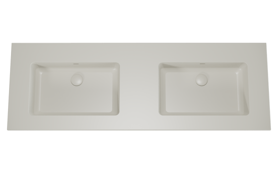 Storke Diva dubbele wastafel mat zijdegrijze top solid 150 x 52 cm