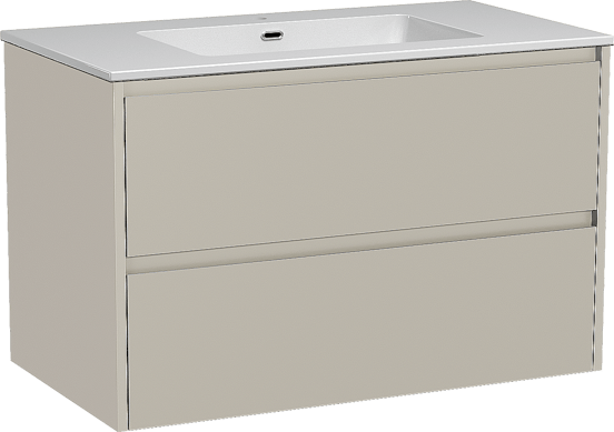 Storke Seda zwevend badmeubel 95 x 52 cm zijdegrijs met Diva enkele wastafel in composietmarmer hoogglans wit