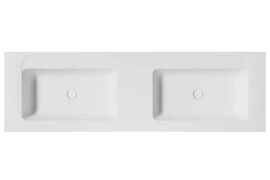 Balmani Tablo Strada dubbele wastafel matte composietmarmer (wit) 180 x 55 cm