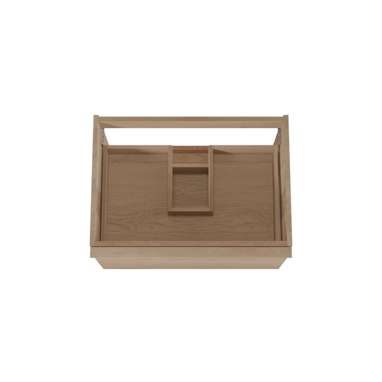 Balmani Forma hängender Waschbeckenunterschrank: horizontale Rippen, 75 x 55 cm, Eiche Natur, 2 Schubladen