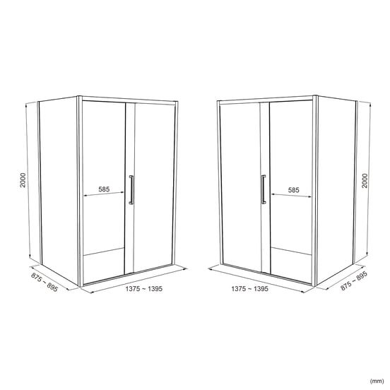 Luca Varess Senses paroi de douche avec porte coulissante et paroi latérale fixe 90 x 140 cm verre transparent profil chrome brillant