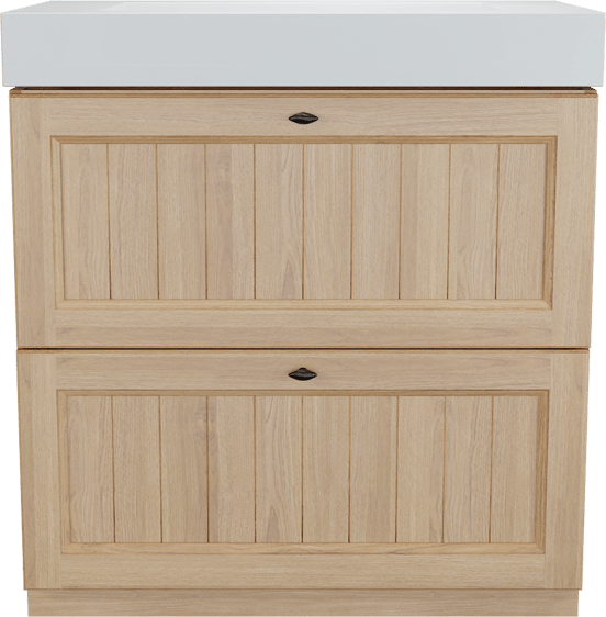 Balmani Lemon staand badkamermeubel 90 x 55 cm, fineer natuur eik met Modus enkele wastafel in mat wit