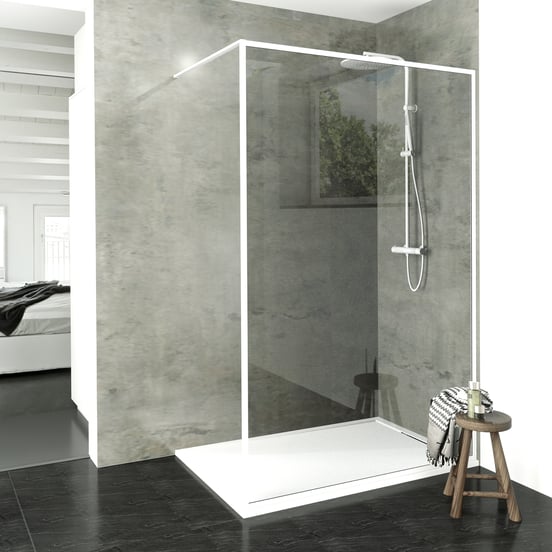 Balmani Framed inloopdouche 140 x 210 cm helder glas mat wit profiel