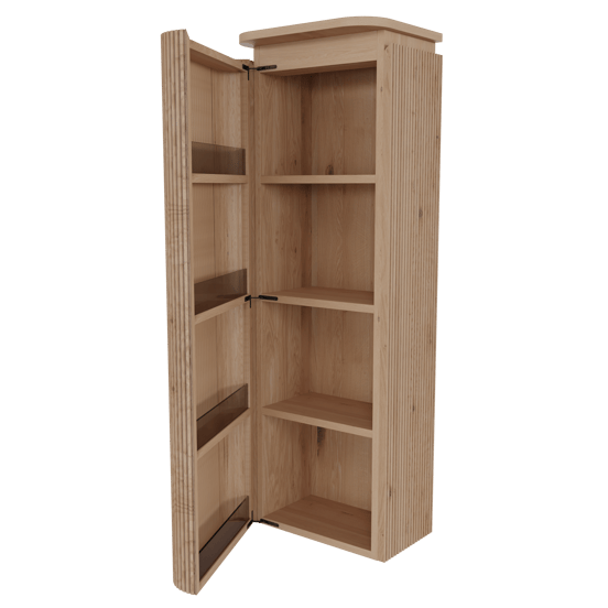 Balmani Moon zwevende badkamerkast links natuur eiken 44 x 32 x 130 cm vert. sym. groef