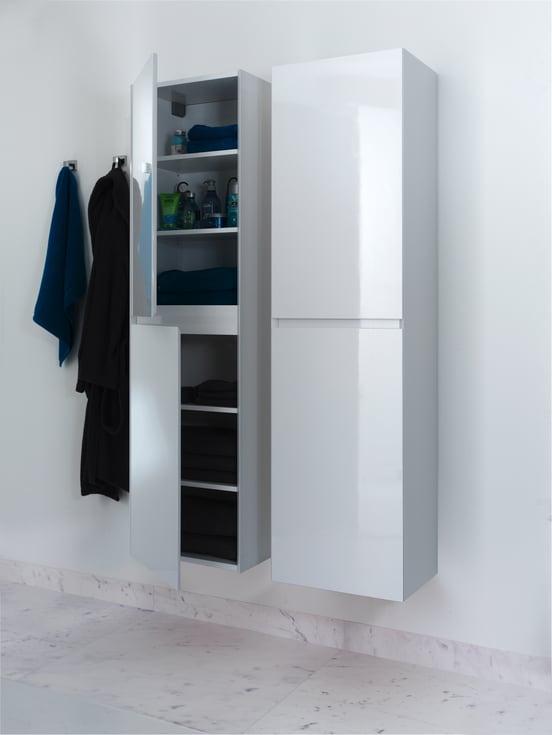 Balmani Mitra/Idra Badhochschrank: Hängend, Weiß matt, 45 x 35 x 169 cm