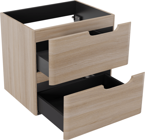 Linie Curvo zwevende wastafelonderkast 60 x 46 cm licht eiken 2 lades