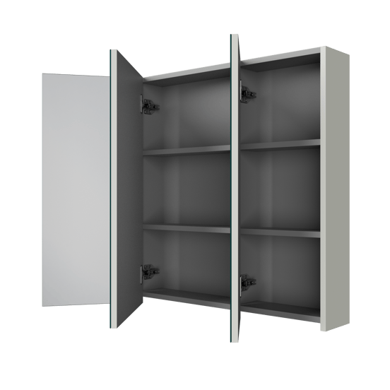 Linie Montro Spiegelschrank Bad: 100 x 75 cm, Greige