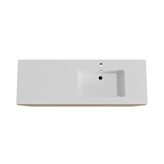 Storke Edge staand badmeubel 150 x 52 cm ruw eiken met Diva asymmetrisch rechtse wastafel in composietmarmer hoogglans wit