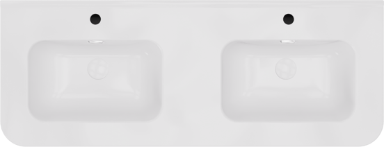 Storke Soft meuble salle de bains suspendu 120 x 46 cm noyer avec Kera Soft double vasque en porcelaine blanc brillant