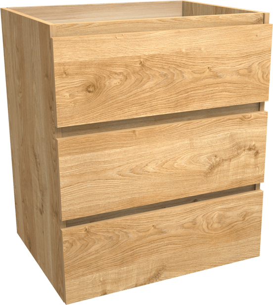 Balmani Lucida staande wastafelonderkast 67,5 x 55 cm ruwe eik 3 lades