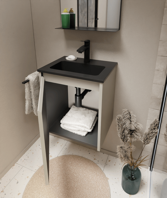 Storke Seda meuble sous-lavabo suspendu 45 x 35 cm soie grise porte