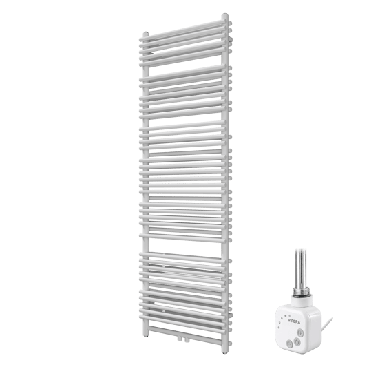 Vipera Alegria Doppel Handtuchheizkörper 60 x 180 cm Elektrische Heizung Weiß matt Seiten- und Mittelanschluss 1500W, inkl. Widerstand 