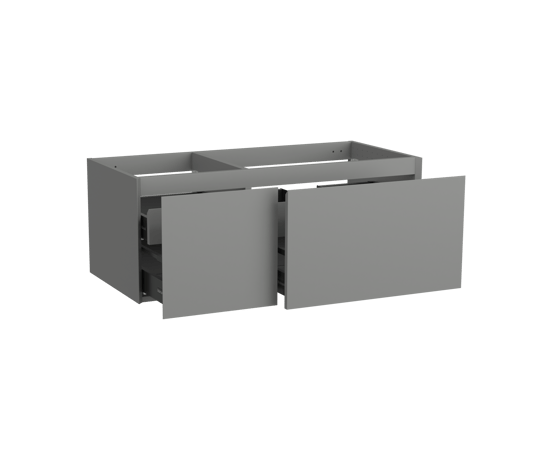 Balmani Idra zwevend badkamermeubel 120 x 55 cm steengrijs met Tablo Arcato asymmetrisch rechtse wastafel in solid surface steengrijs