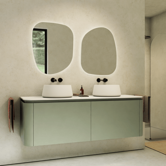 Balmani Moon zwevende wastafelonderkast 160 x 55 cm saliegroen 4 lades