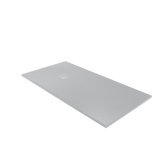 Balmani Vega douchebak 160 x 80 cm composietmarmer lichtgrijs leisteenstructuur