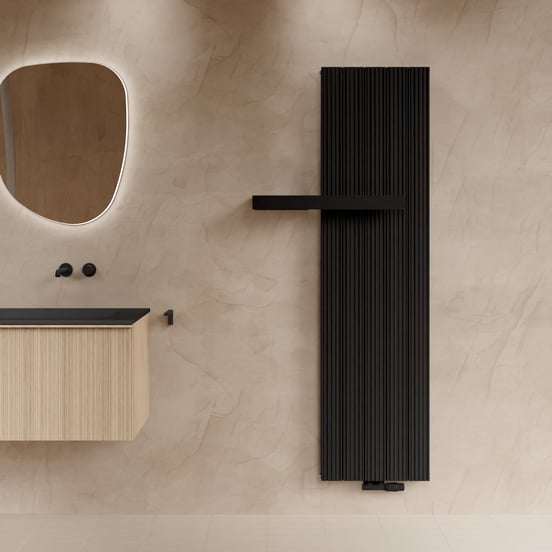 Vipera Mares Doppelhandtuchheizkörper: 47 x 180 cm, Zentralheizung, Schwarz matt, Seiten- & Mittelanschluss, 1821W