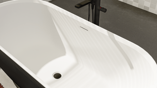 Luca Varess Mercuria Ovale Freistehende Badewanne: 170 x 76 cm, Acryl, Schwarz matt