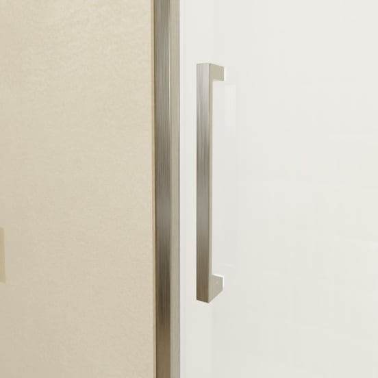 Balmani Senses Design Dusche Schiebetür, Rechts, 160 cm x 210 cm, Klarglas mit mattiertem Streifen, Profil Brushed GunMetal