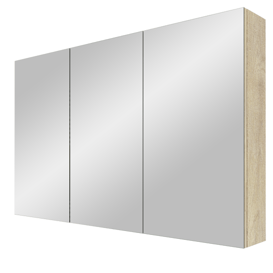 Linie Montro Spiegelschrank Bad: 120 x 75 cm, Eiche Natur