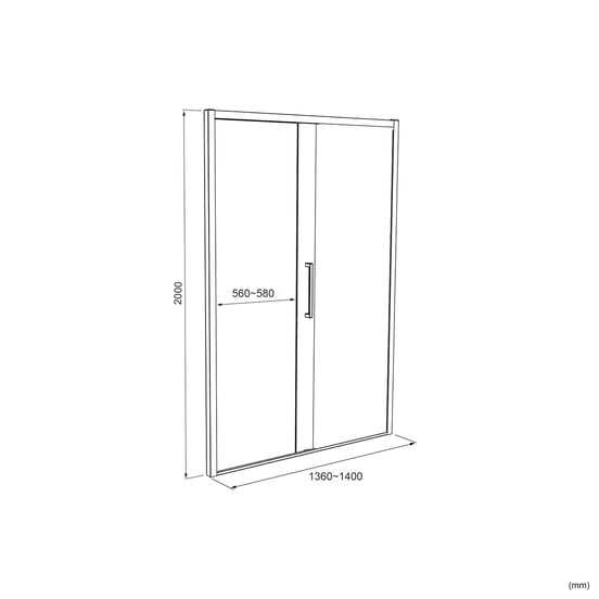 Luca Varess Senses rechtse douche schuifdeur 140 x 200 cm Lined glas mat zwart profiel