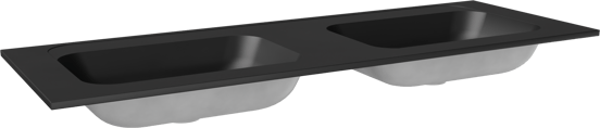 Balmani Tablo Strada double vasque top solid noire matte 150 x 55 cm