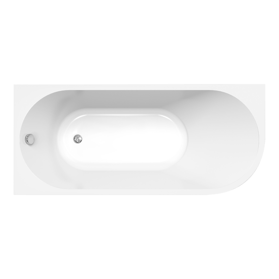 Linie Paulo eenpersoons hoekbad links 170 x 75 cm acryl Hoogglans Wit