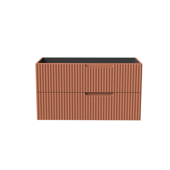 Linie Ribbo hängender Waschbeckenunterschrank: 100 x 46 cm, Cotto, 2 Schubladen