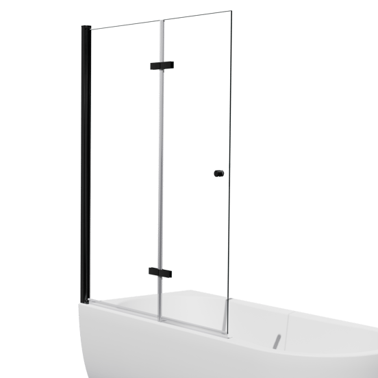 Luca Varess Kuresa pare-baignoire pliant en 2 pièces 120 cm verre transparent profil noir mat