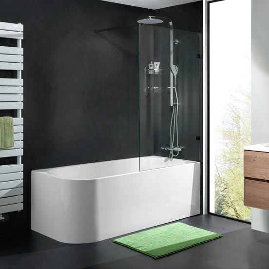 Luca Varess Mezzo baignoire d'angle droite duo 180 x 80 cm acrylique blanc mat