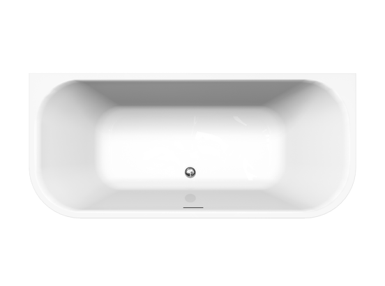 Luca Varess Mezzo halb freistehende Badewanne: 180 x 80 cm, Acryl, Weiß glänzend