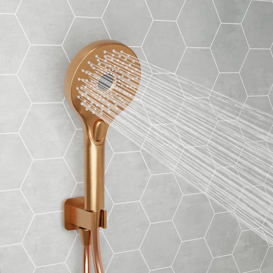 Blaufoss Onos Pommeau de douche set avec coude de raccordement 3 fonctions jet Brushed Rosegold