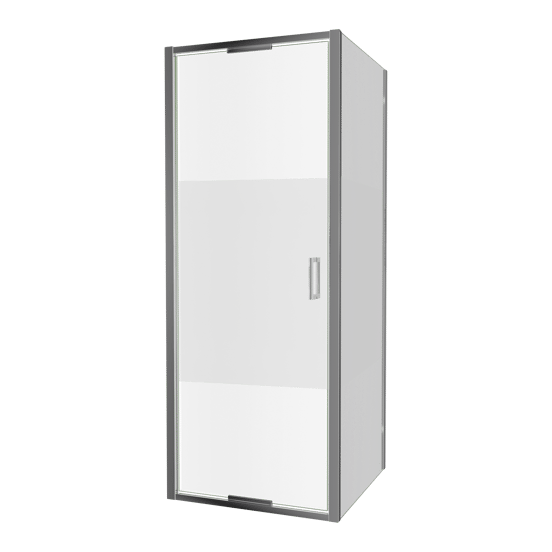 Luca Varess Vidor In douchehoek met draaideur en vaste zijwand 80 x 80 cm Helder glas met matte strook glans chroom profiel