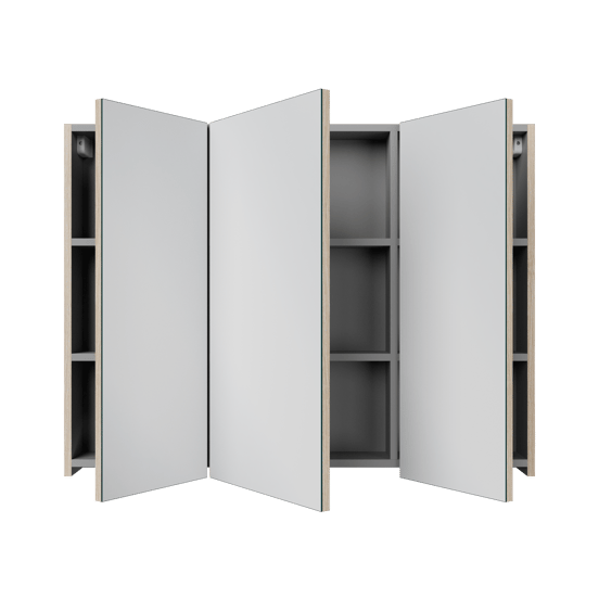 Linie Montro Spiegelschrank Bad: 100 x 75 cm, Eiche hell