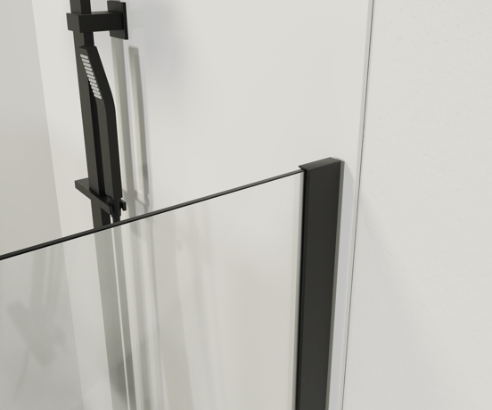 Luca Varess Kuresa coin-douche porte battante avec paroi latérale fixe 90 x 90 cm verre transparent et profil noir mat