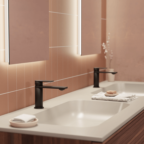 Balmani Tablo Strada double vasque top solid soie grise matte 150 x 55 cm