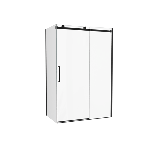 Luca Varess Boltano paroi de douche avec porte coulissante et paroi latérale fixe, 130 x 80 cm, verre transparent, profil noir