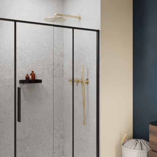 Blaufoss Pavilion Thermostat-Duscharmatur: Unterputz, Brushed Champagne Gold, Einbauelement inklusive