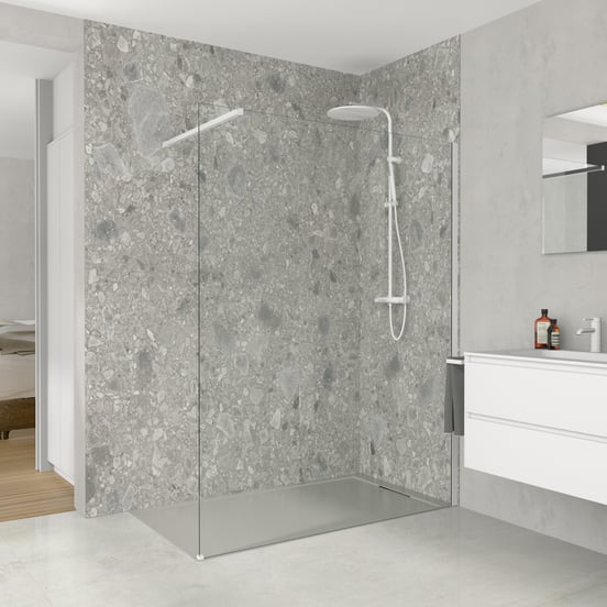 Balmani Modular inloopdouche 160 x 200 cm helder glas mat wit profiel