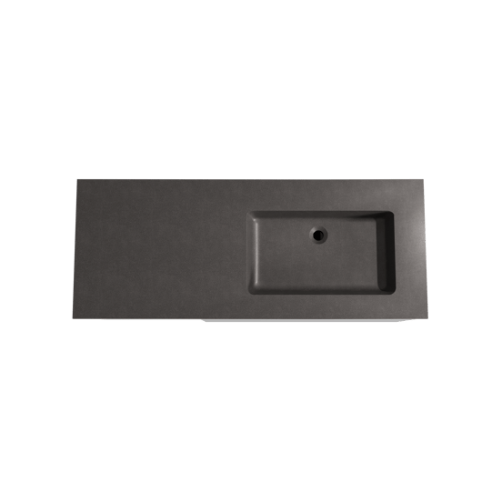 Storke Edge zwevend badmeubel 130 x 52 cm hoogglans wit met Scuro asymmetrisch rechtse wastafel in kwarts mat zwart