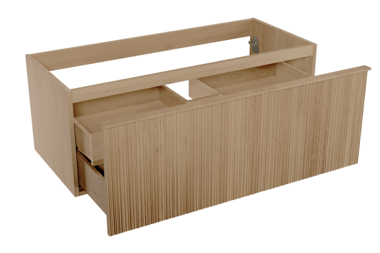 Balmani Forma zwevende wastafelonderkast 120 x 55 cm naturel eiken 2 lades vert. asym. groef