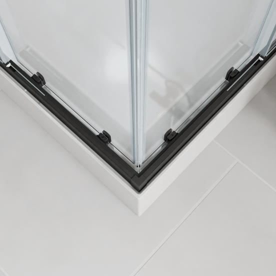 Luca Varess Talan douchecabine met schuifdeuren 80 x 80 cm helder glas mat zwart profiel