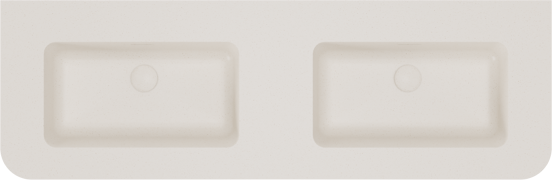 Storke Soft hängendes Möbelstück Set: 140 x 46 cm, Nussbaum, mit Mata Soft Doppelwaschtischplatte Solid Surface Beige Granit, Vertikale symmetrische gerade Rippe