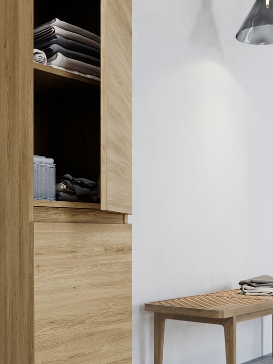 Balmani Lucida zwevende badkamerkast rechts ruw eiken 45 x 35 x 169 cm