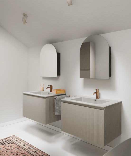 Storke Ribs zwevende wastafelonderkast 75 x 52 cm zijdegrijs 2 lades