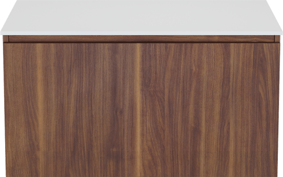 Balmani Sfera zwevend badmeubel 90 x 55 cm amerikaans notenhout met Stretto enkel wastafelblad in solid surface mat wit