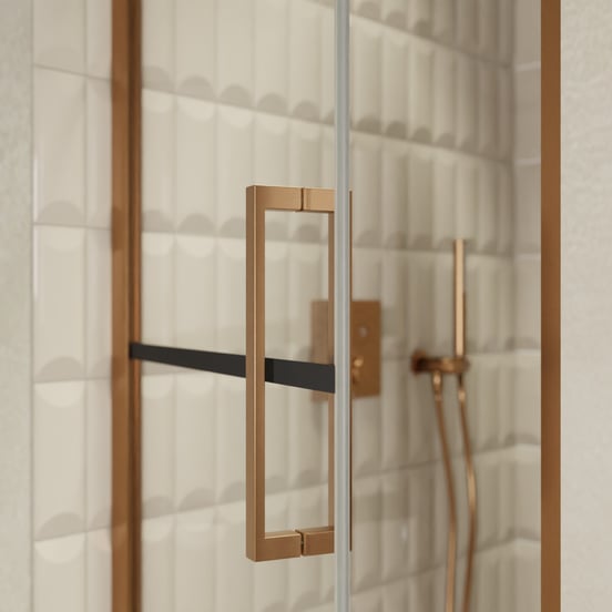 Balmani Senses Design Dusche Drehtür, Links, 90 cm x 210 cm, Lined, Profil Brushed Rosegold