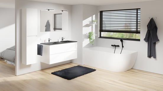 Storke Seda zwevend wastafelonderkast 120 x 52 cm mat wit 4 lades